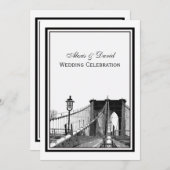 NYCスカイラインブルックリン結婚ブリッジ#2ズ 招待状 (正面/裏面)