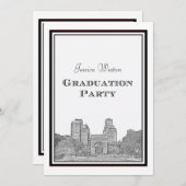 NYCスカイラインワシントンSqエッチングDIY卒業 招待状 (正面/裏面)