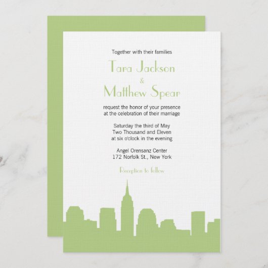 NYCスカイライン結婚式招待状 招待状 (正面/裏面)
