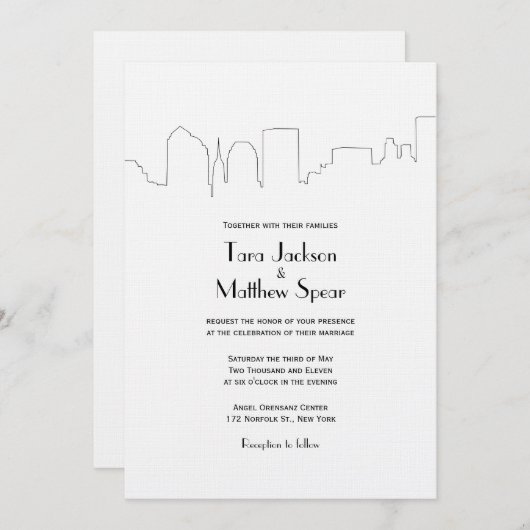 NYCスカイライン結婚式招待状 招待状 (正面/裏面)