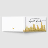 NYCスカイライン金ゴールドニューヨークデスティネーションウェディング ゲストブック (全面)