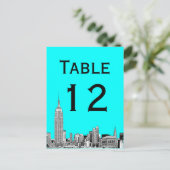 NYCスカイライン01エッチングテーブル番号カード ポストカード (スタンド正面)