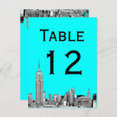 NYCスカイライン01エッチングテーブル番号カード ポストカード (正面/裏面)