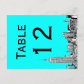 NYCスカイライン01エッチングテーブル番号カード ポストカード (裏面)