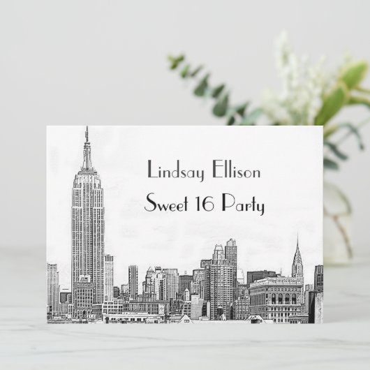 NYCスカイライン01エッチング甘い16パーティー 招待状 (スタンド正面)
