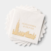 NYCスカイライン01エッチング結婚ルック&ニューヨーク 箔ナプキン (インサイチュ (積み重ね))