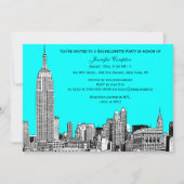 NYCスカイライン01エッチングDIY BGカラーバチェロレッテ 招待状 (裏面)