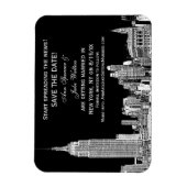 NYCスカイライン01エッチングDIY BGカラー日付を保存 マグネット (縦)