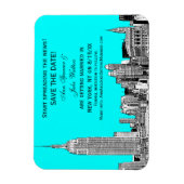 NYCスカイライン01エッチングDIY BGカラー日付を保存 マグネット (縦)