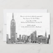 NYCスカイライン01エッチングWHT婚約パーティ 招待状 (裏面)