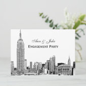 NYCスカイライン01 Etchd DIY BGカラー婚約パーティ 招待状 (スタンド正面)