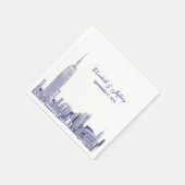 NYCスカイライン01 Etchd DIY BGカラー結婚ズブルー スタンダードカクテルナプキン (角)