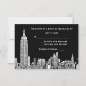 NYCスカイライン01 Etchd DIY BGカラーRSVP #2 出欠カード (裏面)