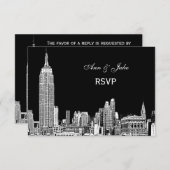 NYCスカイライン01 Etchd DIY BGカラーRSVP #2 出欠カード (正面/裏面)