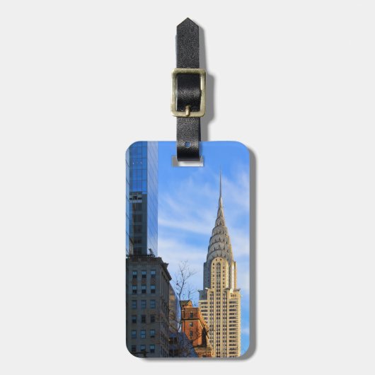 NYCスカイライン：クライスラー建物のミッドタウンビュー ラゲッジタグ (正面縦)