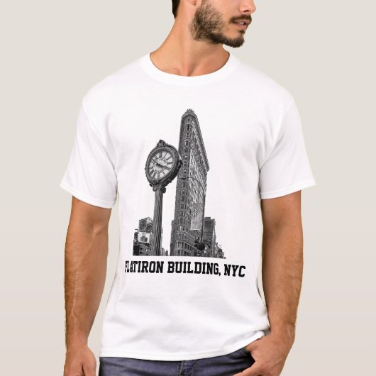 NYCスカイライン:フラチロン建物&クロック Tシャツ (正面)