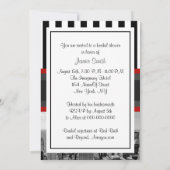 NYCスカイラインBW白黒ストライプ2ブライダルシャワー 招待状 (裏面)