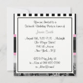 NYCスカイラインBW Blk Wht Strp Pink H Sweet 16パーティー 招待状 (裏面)