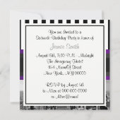 NYCスカイラインBW Blk Wht Strp Purpl H Sweet 16パーティー 招待状 (裏面)