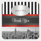 NYCスカイラインBW ESB白黒ストライプPメッセージカード スクエアシール (正面)