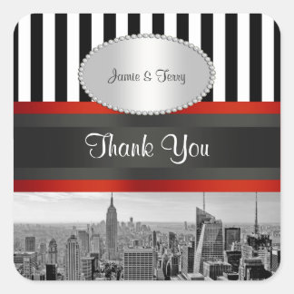 NYCスカイラインBW ESB白黒ストライプPメッセージカード スクエアシール