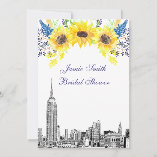 NYCスカイラインESBエッチサンフラワー#2ブライダルシャワー 招待状 (正面)