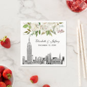 NYCスカイラインESBホワイトフローラ水結婚色 スタンダードカクテルナプキン (インサイチュ)