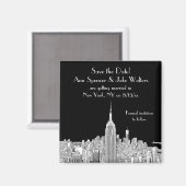 NYCスカイラインESB岩の上部Date Blkを保存 マグネット (正面/裏面)