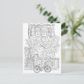 NYCスタッフブラック&ホワイトスケッチ葉書 インビテーションポストカード (スタンド正面)