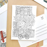 NYCスタッフブラック&ホワイトスケッチ葉書 インビテーションポストカード<br><div class="desc">NYCの図解入りの、写真付きの美しいストープ葉書は、クラシックニューヨーク市の茶色い石の白黒のスケッチを特徴とする。</div>