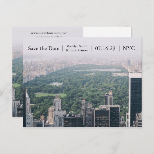 NYCセントラルパーク写真 – 日付を保存ポストカード 案内ポストカード (正面/裏面)