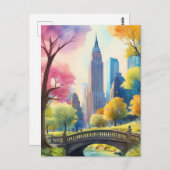 NYCセントラルパークVウォーター絵を描カラー1 ポストカード (正面/裏面)