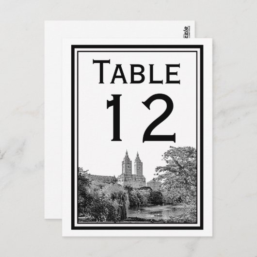 NYCセントラルPkレイクサンレモエッチテーブルナンバーカード ポストカード (正面/裏面)