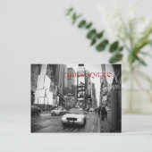 NYCタイムズスクエアタクシー葉書(白黒) ポストカード (スタンド正面)