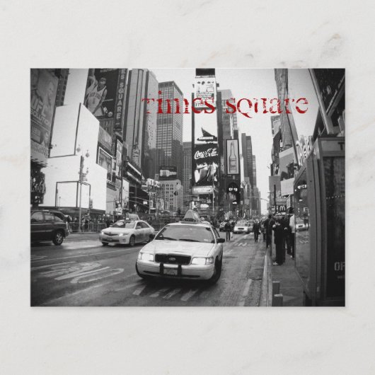 NYCタイムズスクエアタクシー葉書(白黒) ポストカード (正面)