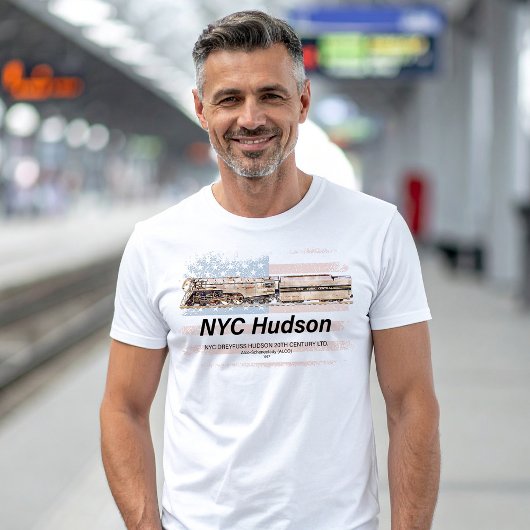 NYCドレイパス・ハドソン機関車 アメリカ国旗 Tシャツ