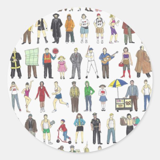 NYCニューヨークの人々人間市民 ラウンドシール (正面)