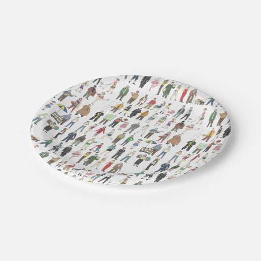 NYCニューヨークの人々水カラープレート ペーパープレート (アングル)