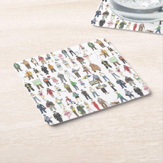 NYCニューヨークの人々Borougs Citizens スクエアペーパーコースター (アングル)