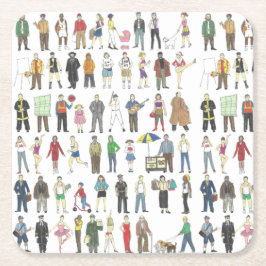 NYCニューヨークの人々Borougs Citizens スクエアペーパーコースター