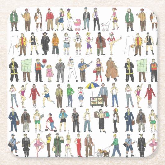 NYCニューヨークの人々Borougs Citizens スクエアペーパーコースター (正面)