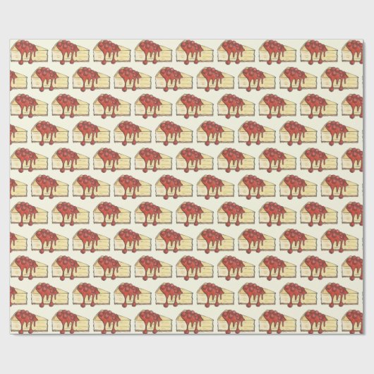 NYCニューヨークシティさくらんぼチーズケークスライスデザート ラッピングペーパー (フラット)