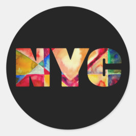 NYCニューヨークシティアートトレンディーカラフルウォーターカラー ラウンドシール