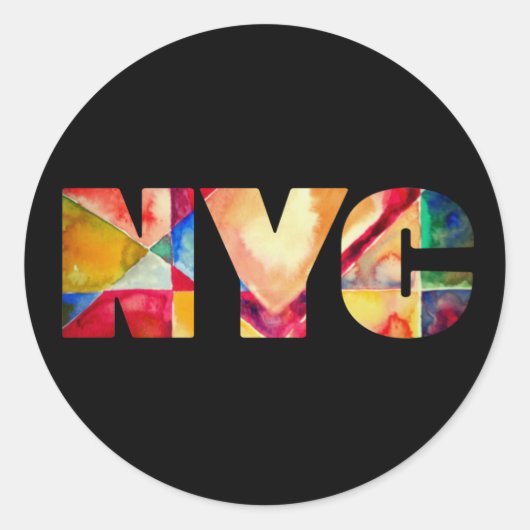 NYCニューヨークシティアートトレンディーカラフルウォーターカラー ラウンドシール (正面)