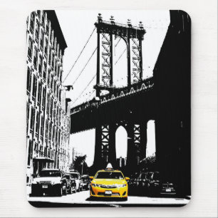 NYCニューヨークシティイエロータクシーブルックリンブリッジ マウスパッド