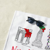 NYCニューヨークシティクリスマスクリスマスホリデーランドマーク ビーチタオル (インサイチュ)