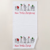 NYCニューヨークシティクリスマスクリスマスホリデーランドマーク ビーチタオル (正面)