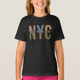 NYCニューヨークシティチータプリントタイポグラフィ Tシャツ