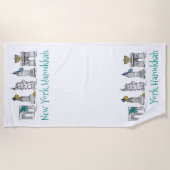 NYCニューヨークシティハヌカーハヌカー(ユダヤ教の祭り)ホリデー ビーチタオル (正面)