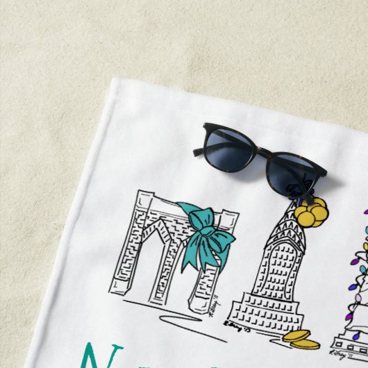 NYCニューヨークシティハヌカーハヌカー（ユダヤ教の祭り）ホリデー ビーチタオル (インサイチュ)